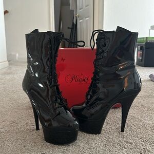 Pleaser Delight black patent boots 6inch heel